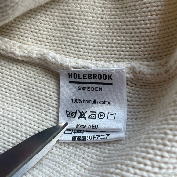 Holebrook Sweden Cable Knit Cream Fisherman Sweater Large Cotton Neutral Minimal - Picture 5 of 9